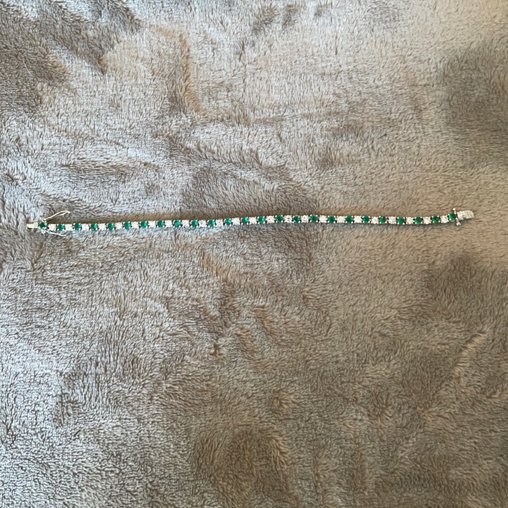 Vintage Emerald and Diamond Tennis Bracelet